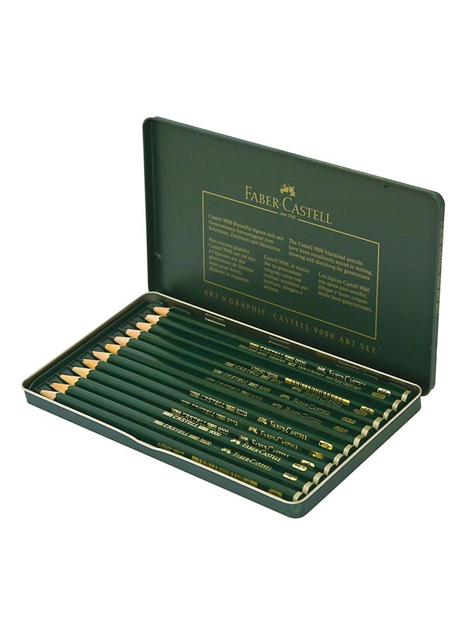 Faber-Castell 9000 graphite pencil, Art Set, tin of 12 Green - v1547817919/N20399986A_1