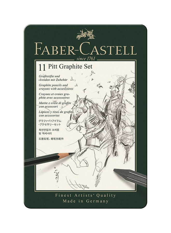 FABER-CASTELL - Faber-Castell-Set Pitt Graphite Tin Small /11  S  112972 Green - Image 1