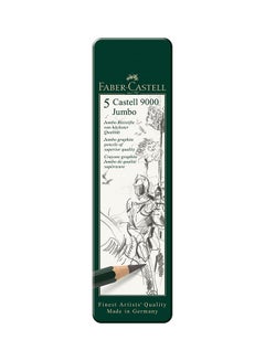 Faber-Castell-Graphite Pencil 9000 Jumbo Tin of 5 /119305 Green