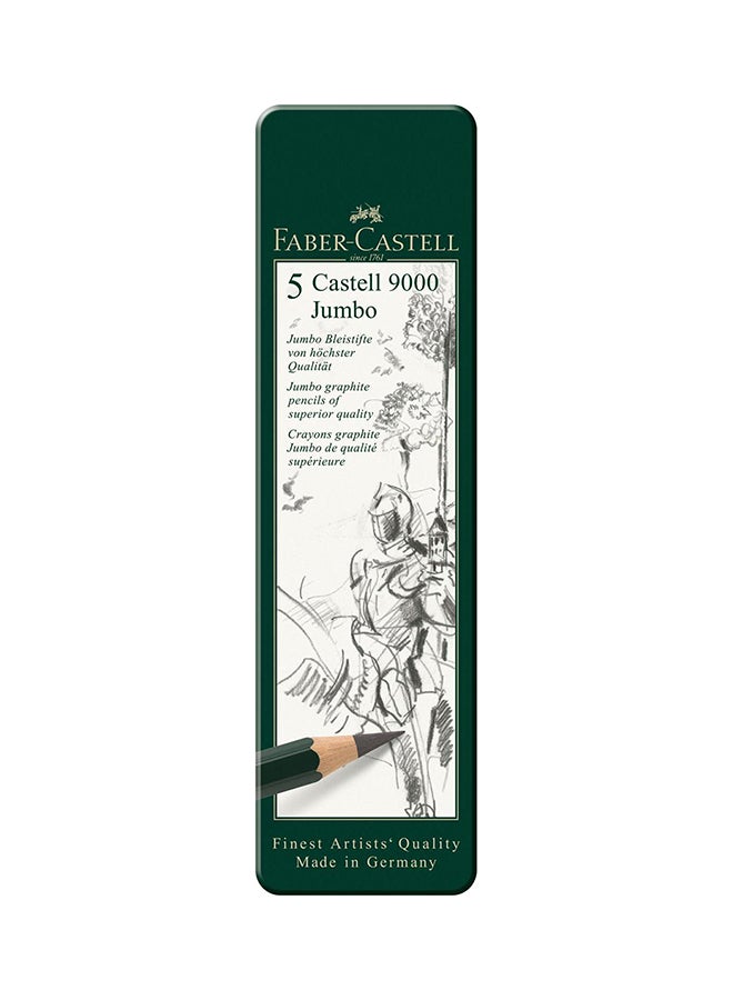 FABER-CASTELL - Faber-Castell-Graphite Pencil 9000 Jumbo Tin of 5 /119305 Green - Image 1