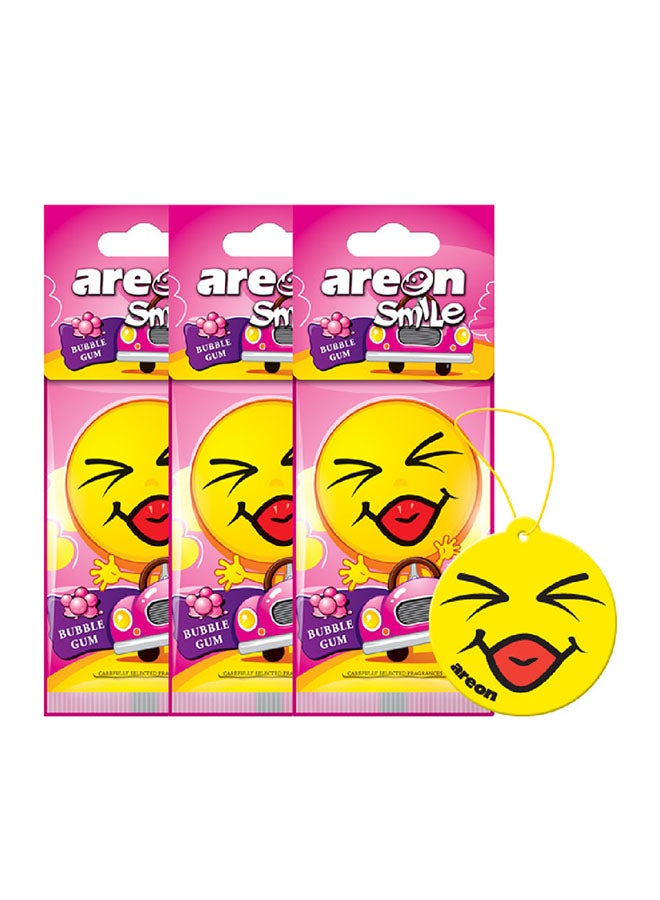 حزمة من 3 معطرات للسيارة بتصميم وجوه ضاحكة - برائحة العلكة