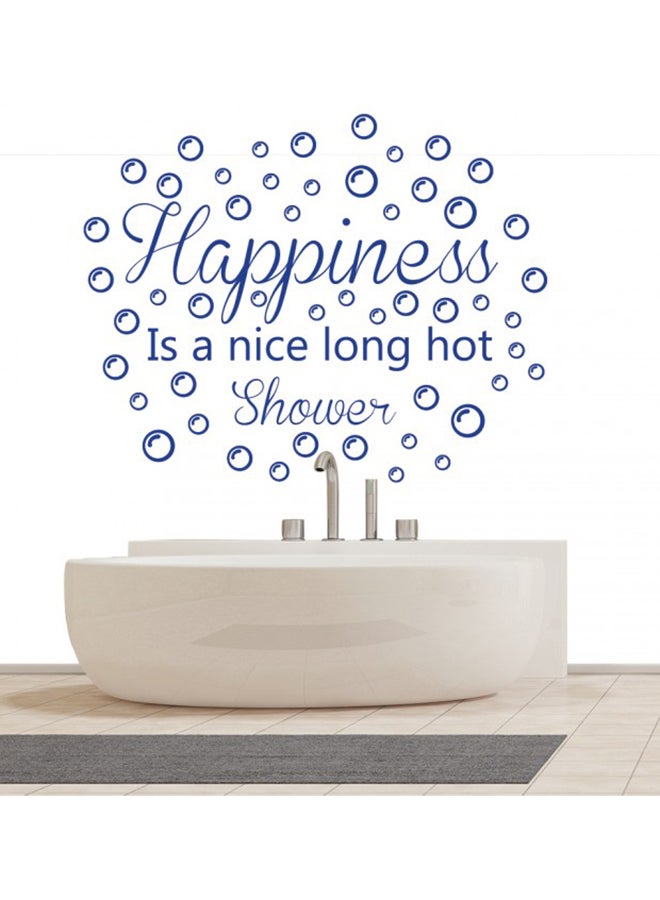 سبويل يور وول ملصق جداري للمرحاض مطبوع عليه عبارة "Happiness Is a Nice Hot Shower" أزرق 65x80سم 