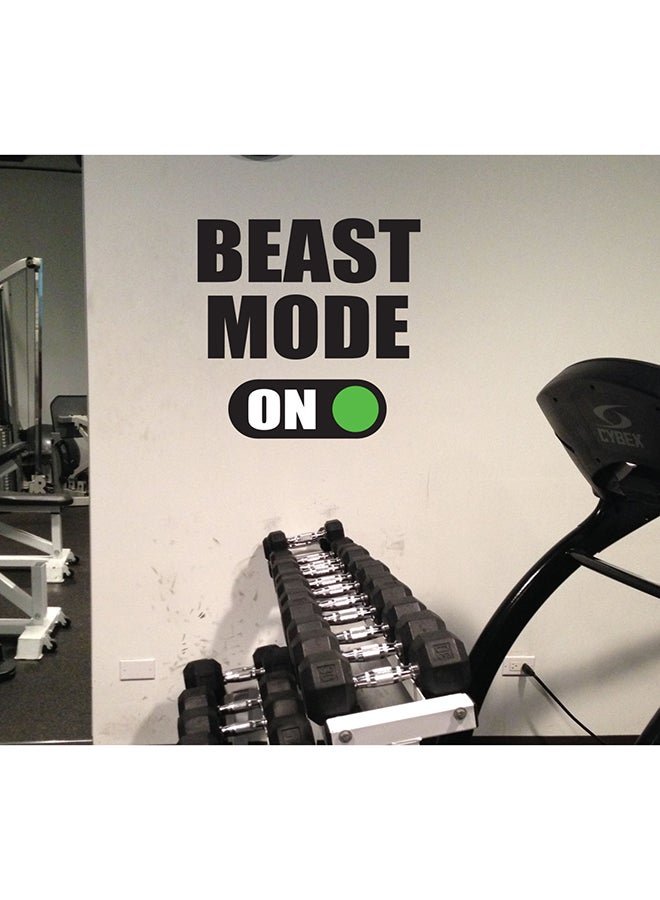 سبويل يور وول ملصق جداري تحفيزي للصالة الرياضية مطبوع بعبارة «Beast Mode On» أسود 40x40سم 