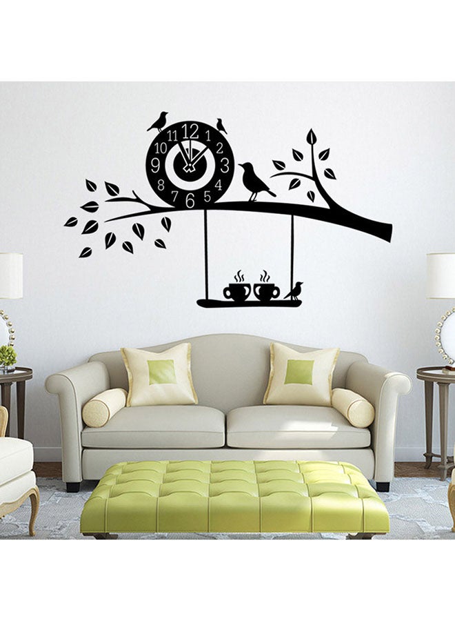 Tree Clock Wall Sticker Black 90x50cm