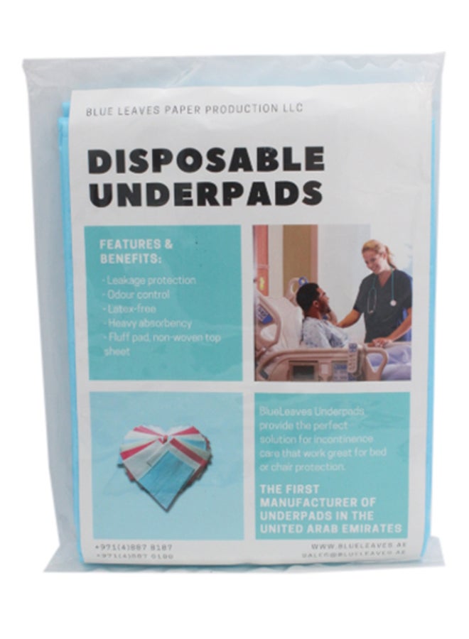 BLUE LEAVES 15-Piece Disposable Underpads Blue 60x90 cm  - Image 3