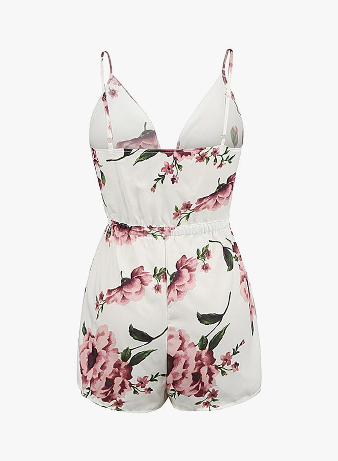 Floral Printed Playsuit White  - Image 2