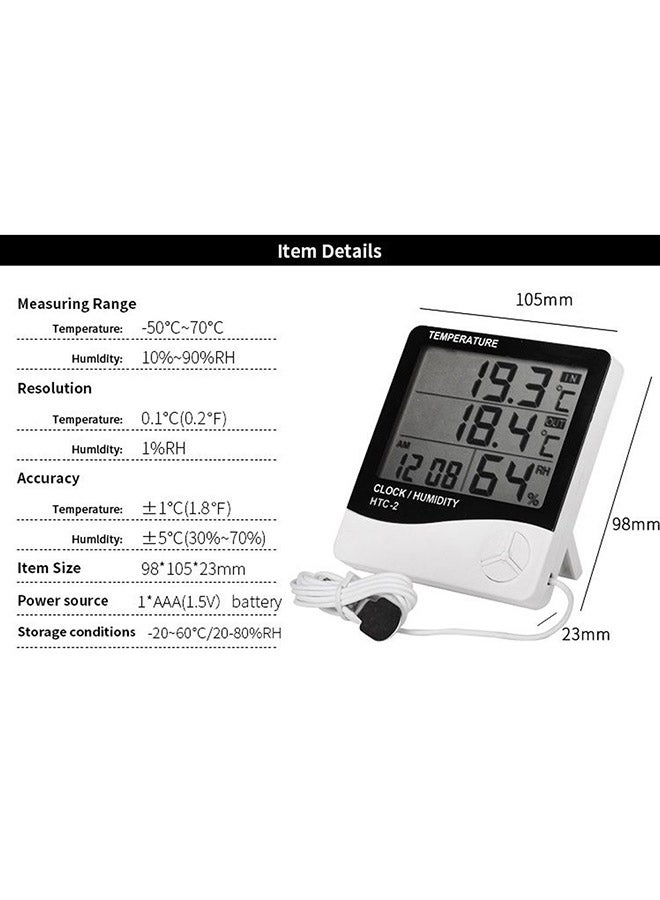 Generic - Indoor and Outdoor Temperature Thermometer White/Black/Grey - Image 1
