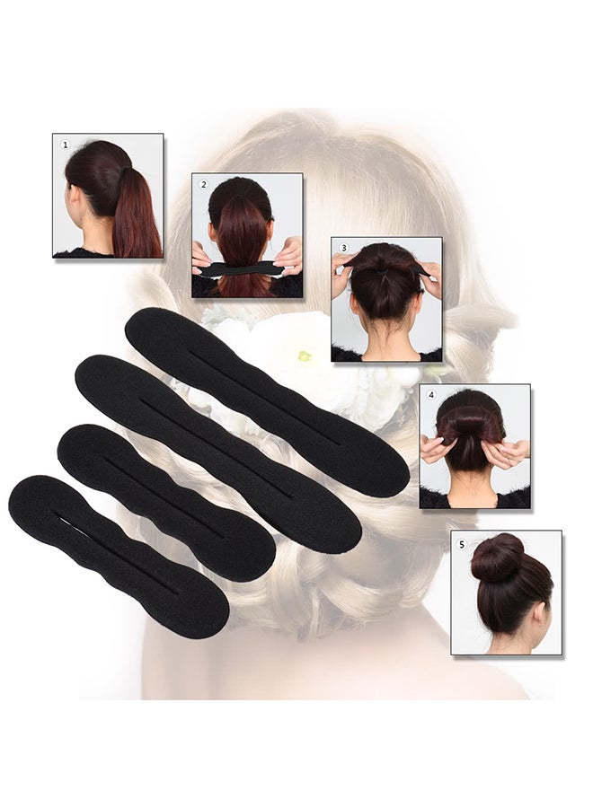 طقم بكرات إسفنجية لتصفيف الشعر من 4 قطع أسود - Image 4