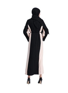 Muslim Long Sleeves Maxi Abaya Black/Beige  - Image 2