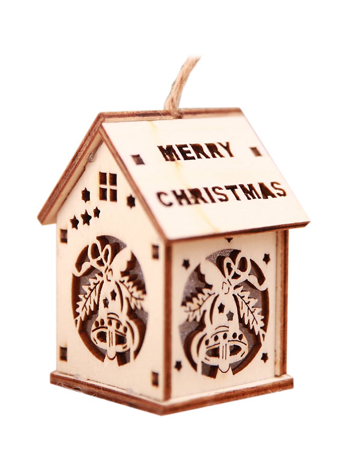 LED Wooden House Tree Hanging Ornament Beige 