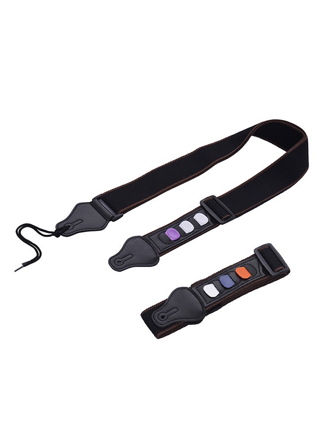 Generic 2-Piece Adjustable Guitar Shoulder Strap With Guitar Pick Pockets  - Image 1