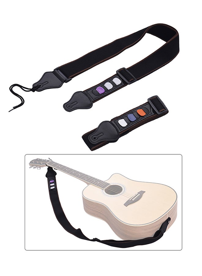 Generic 2-Piece Adjustable Guitar Shoulder Strap With Guitar Pick Pockets  - Image 2