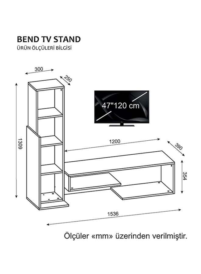 sahaba Bend TV Unit White/Brown  - Image 2
