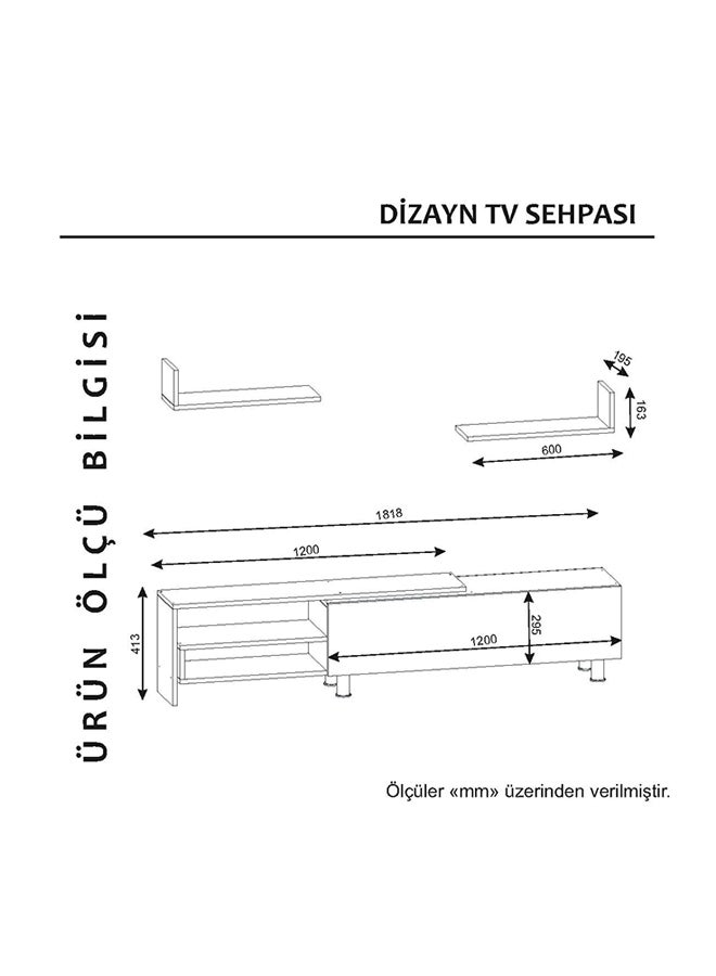 sahaba Dizayn TV Unit Brown/White  - Image 3