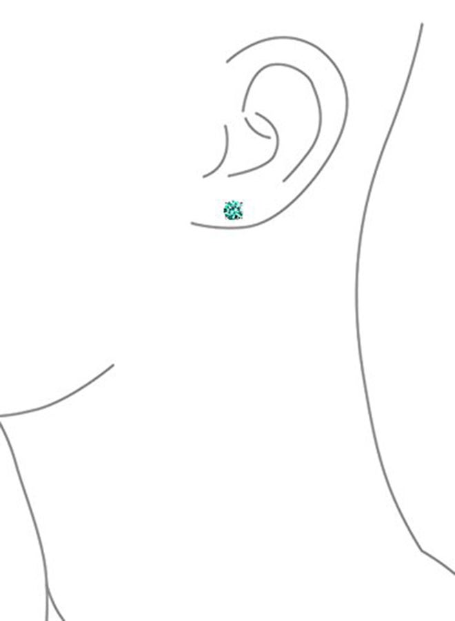 بلينج جولري أقراط كبس للأذن من الفضة الخالصة عيار  925 مرصعة بحجر الزبرجد الكريم مدور الشكل - Image 2