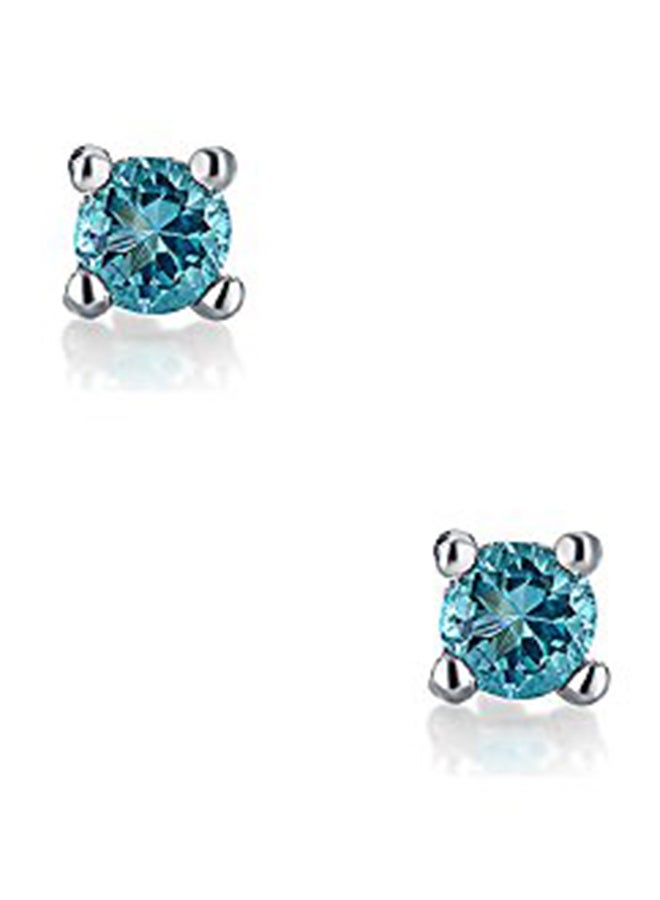 BLING JEWELRY - 925 Sterling Silver Simulated Aquamarine Screw back Stud Earrings - Image 1