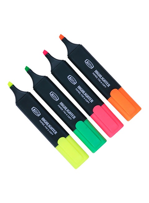 4-Piece Classic Tip Multi-Color Highlighter Pen Multicolour