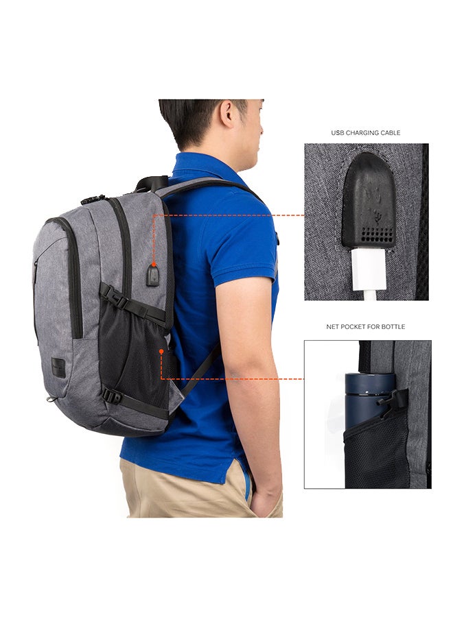 كول بيل حقيبة ظهر للابتوب مزوّدة بمنفذ USB للشحن مقاس 15.6 بوصة رمادي - Image 2