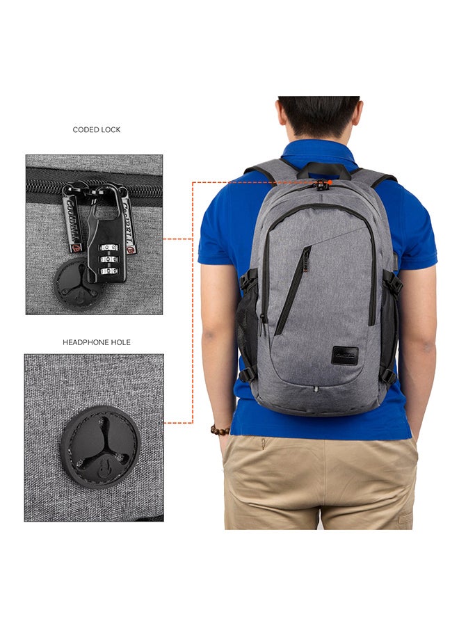 كول بيل حقيبة ظهر للابتوب مزوّدة بمنفذ USB للشحن مقاس 15.6 بوصة رمادي - Image 3