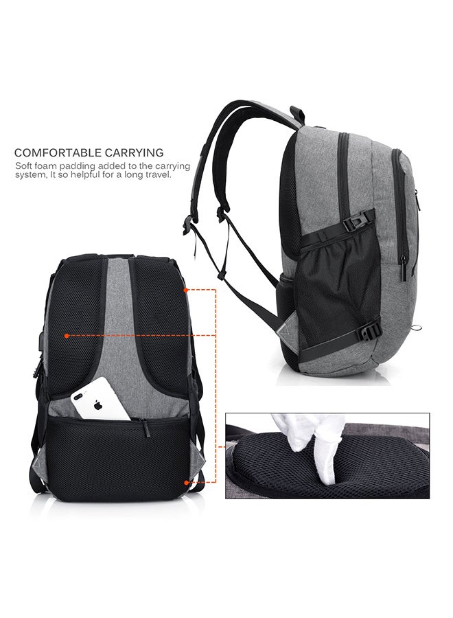 كول بيل حقيبة ظهر للابتوب مزوّدة بمنفذ USB للشحن مقاس 15.6 بوصة رمادي - Image 4