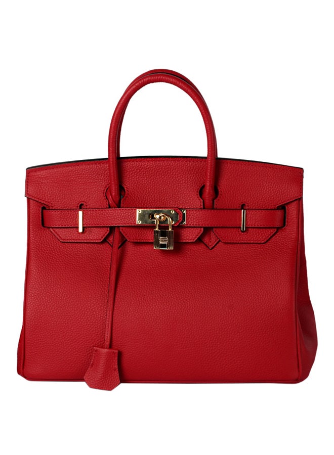 Classic Leather Hand Bag Red 