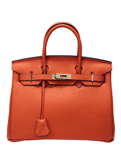 Snake Pattern Leather Handbag Orange