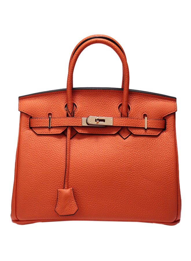 Snake Pattern Leather Handbag Orange