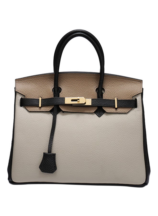 Leather Handbag Black/Brown/White 