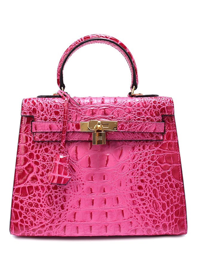 Generic Crocordile Pattern Leather Hand Bag Cherry Red 