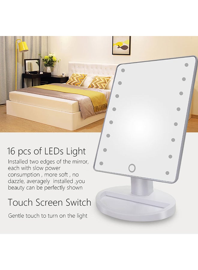 مرآة لوضع المكياج مزودة ب16 مصباح LED تعمل باللمس أبيض - Image 3