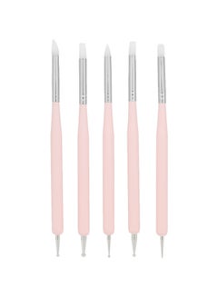 5-Piece Double-Headed Nail Art Brush Set Pink/Silver/White