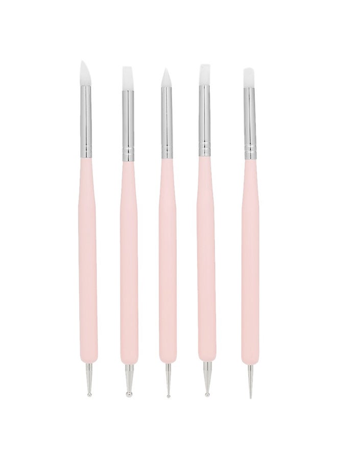 Generic - 5-Piece Double-Headed Nail Art Brush Set Pink/Silver/White - Image 1