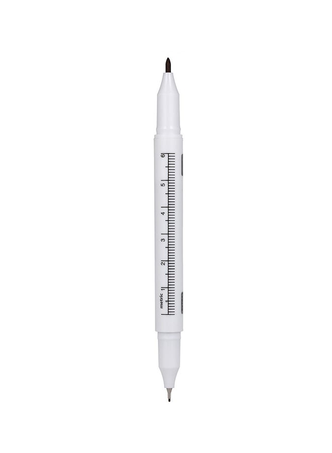 3-Piece Double-Headed Tattoo Skin Marker Pen And Ruler Set White/Pink - Image 2