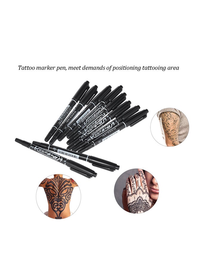 10-Piece Double-Headed Tattoo Pen Black - Image 2