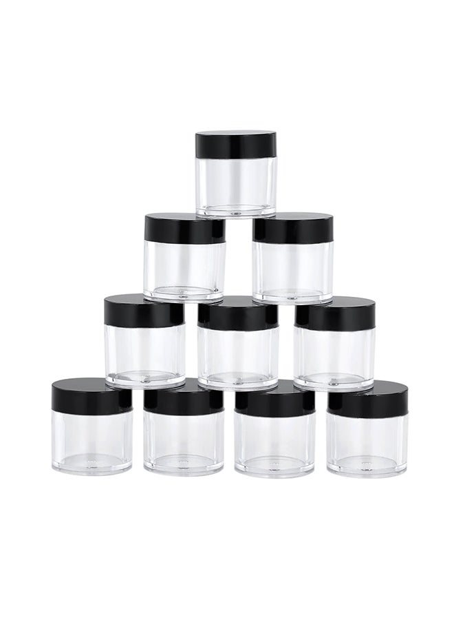 برطمان تخزين من البلاستيك لفن تزيين الأظافر من 10 قطع أسود / شفاف - Image 1