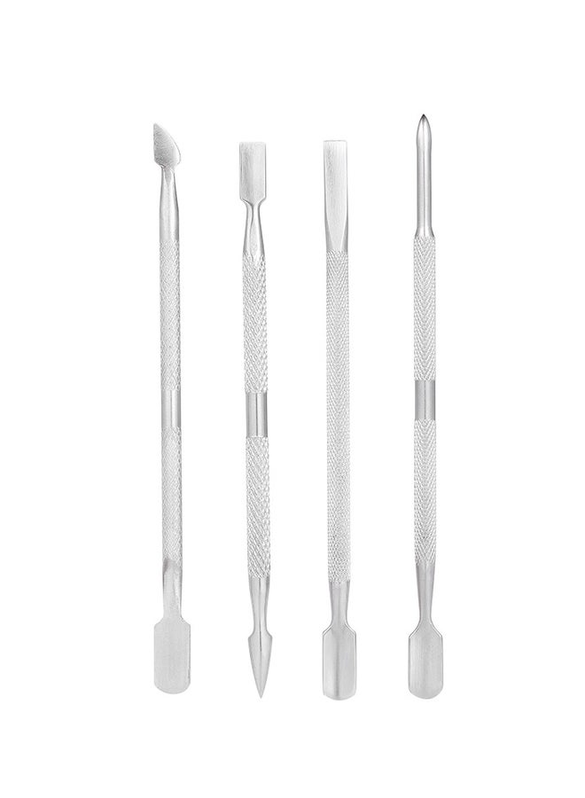 Generic - 4-Piece Double-Ended Cuticle Pusher Set Silver - Image 1