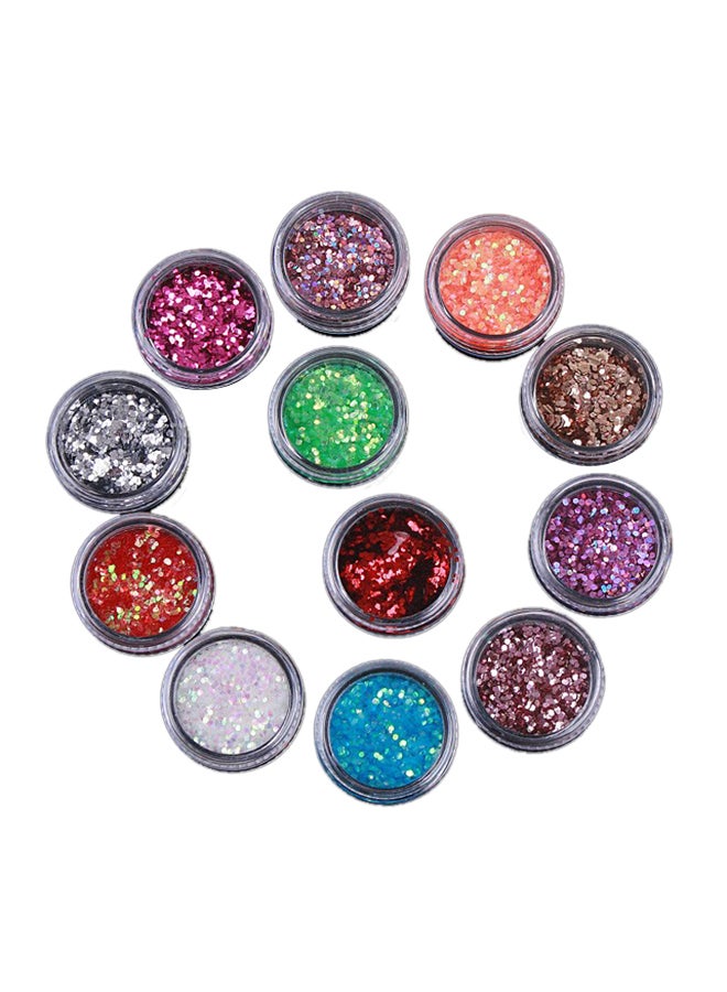 12 Colour Nail Art Palette Glitter Multicolour - Image 1