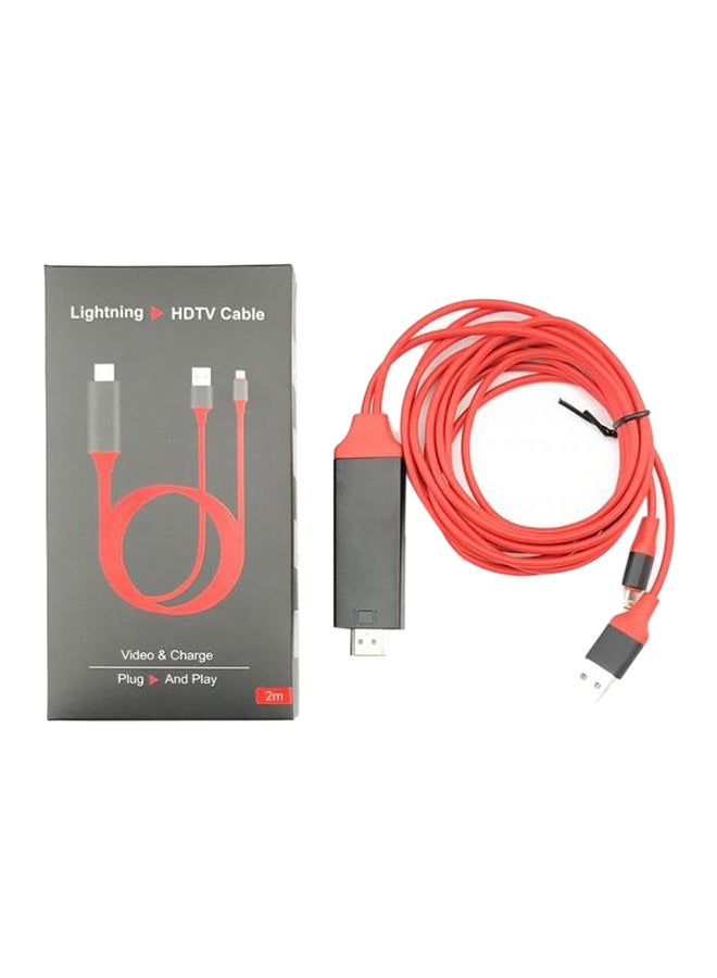 TUTONICA - Lightning To HDMI HDTV Cable Adapter For iPhone And iPad Red - Image 1