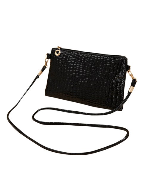 Crocodile Pattern Summer Crossbody Bag Black