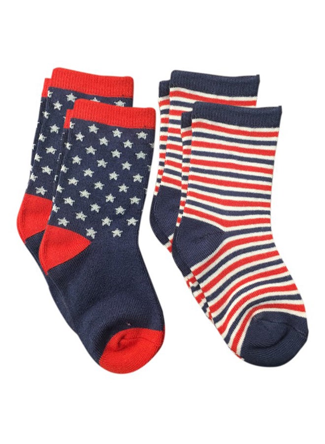 Set Of 2 Printed Socks Blue/Red/White - v1548159225/N20505622V_3