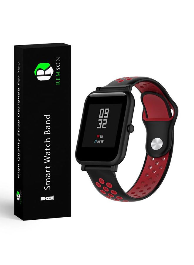 Remson Silicone Replacement Strap For Amazfit BIP Black/Red - Image 3