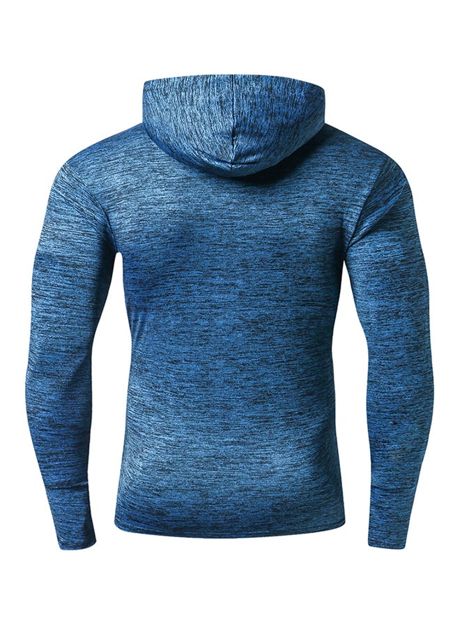 Sharpdo Hooded Neck Long Sleeve Pullover Blue  - Image 2