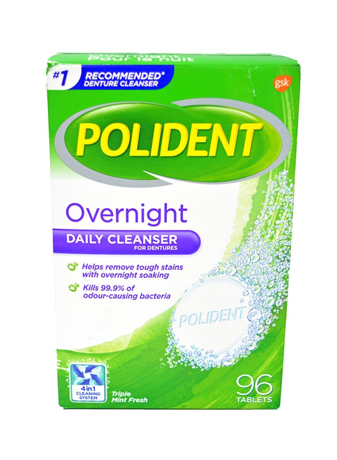 Polident - Overnight Daily Denture Cleanser Triple Mint Fresh White - Image 1