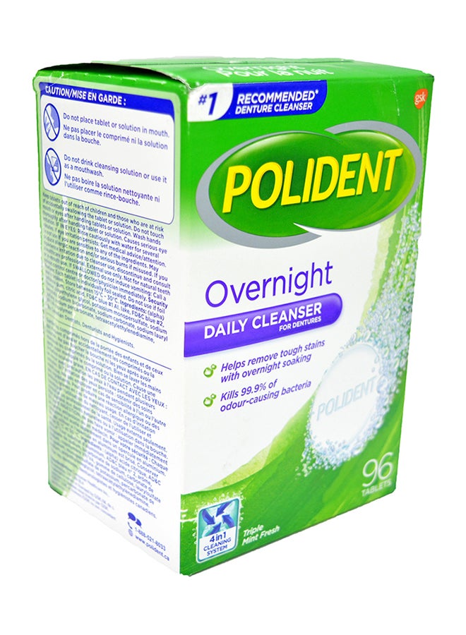 Polident - Overnight Daily Denture Cleanser Triple Mint Fresh White - Image 1