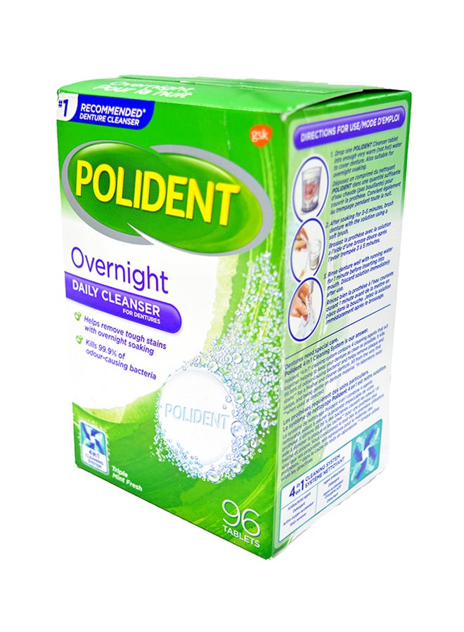 Polident - Overnight Daily Denture Cleanser Triple Mint Fresh White - Image 1