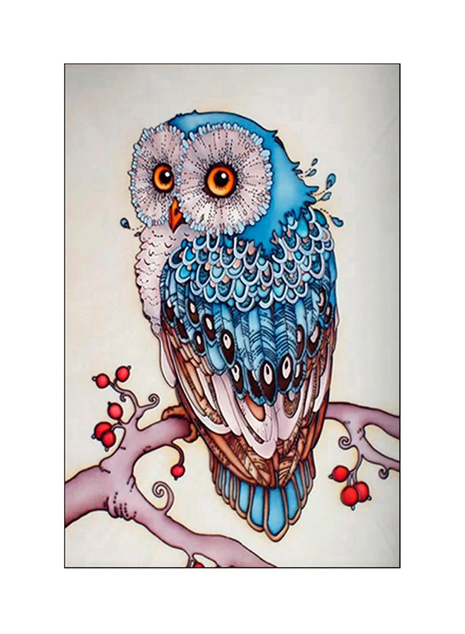 لوحة زينة جدارية بتصميم بومة مزينة بحجر الراين التي يمكنك لصقها بنفسك أزرق - Image 1