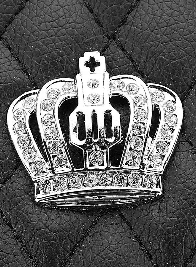 Bling Diamond Rhinestone  Leather Armrest Box Rail Pad Mat Car Accessory Crown Pattern - Image 5