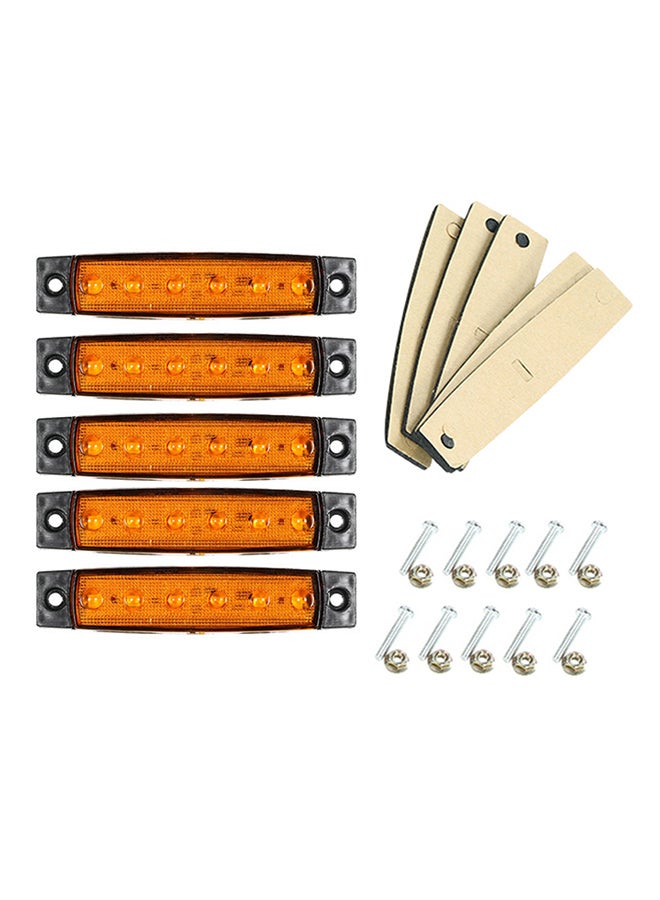 Generic 5-Piece 6 LED Amber Side Marker Light Indicator 12V For Truck Bus Boat RV Lorries Jeep SUV  - Image 1