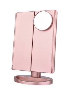 Generic LED Touch Screen Magnifying Vanity Makeup Mirror Rose Gold 30*20centimeter  - Image 1
