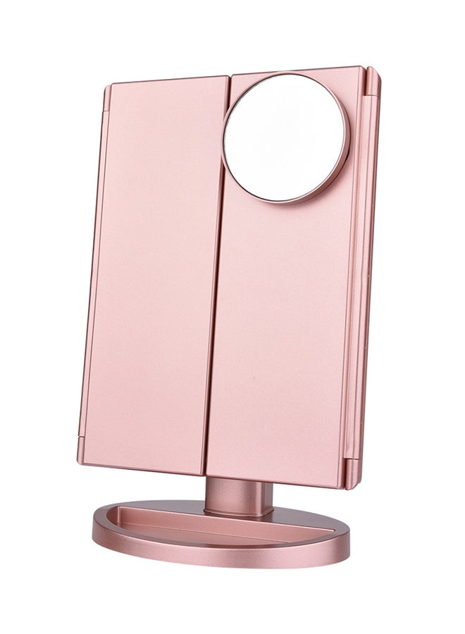 Generic LED Touch Screen Magnifying Vanity Makeup Mirror Rose Gold 30*20centimeter  - Image 1
